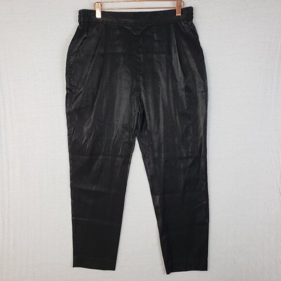 ALLSAINTS Aleida Shine Trouser Pants $269 Black Metallic size 6 Viscose Blend - Picture 3 of 15